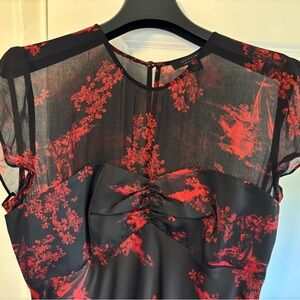 ALLSAINTS Tasha Floral Midi Dress, MARIA SIREN RED, UK 12/US 8: wore 1 time